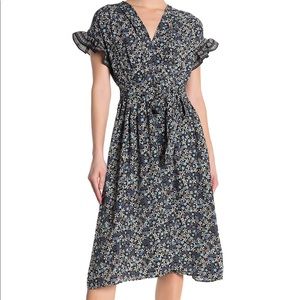 Max Studio Floral Midi Dress - Black and Blue